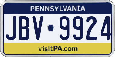 PA license plate JBV9924