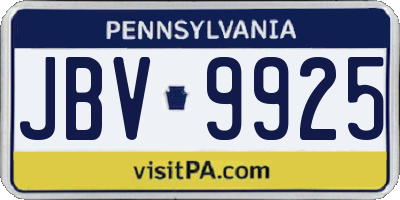 PA license plate JBV9925