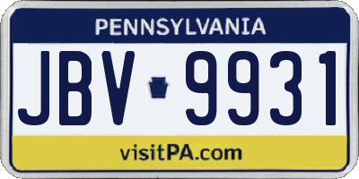 PA license plate JBV9931