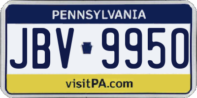 PA license plate JBV9950