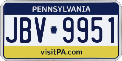 PA license plate JBV9951