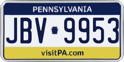 PA license plate JBV9953