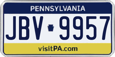 PA license plate JBV9957