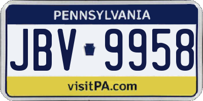 PA license plate JBV9958