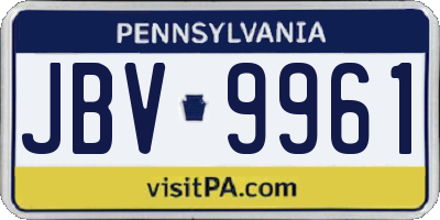 PA license plate JBV9961