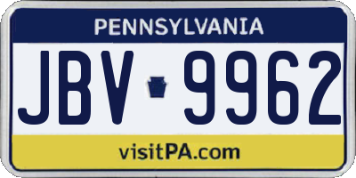 PA license plate JBV9962