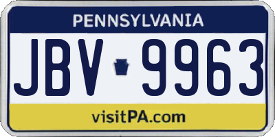 PA license plate JBV9963
