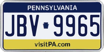 PA license plate JBV9965
