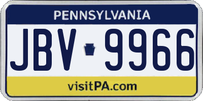 PA license plate JBV9966