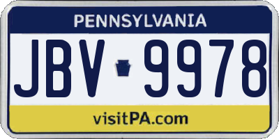 PA license plate JBV9978
