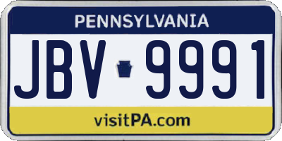 PA license plate JBV9991