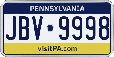 PA license plate JBV9998