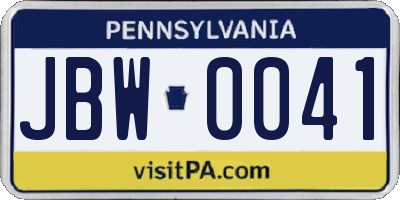 PA license plate JBW0041