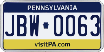 PA license plate JBW0063