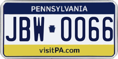 PA license plate JBW0066