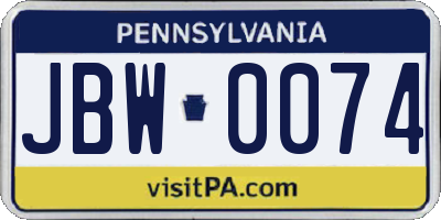 PA license plate JBW0074