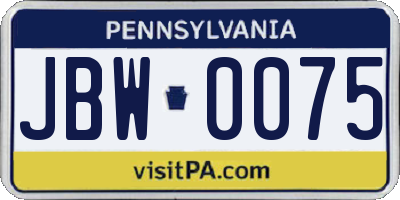 PA license plate JBW0075