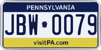 PA license plate JBW0079