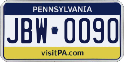 PA license plate JBW0090