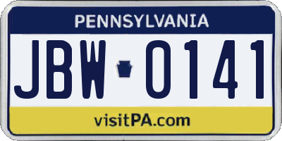 PA license plate JBW0141