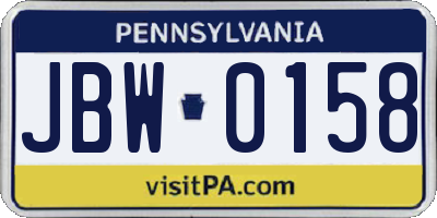 PA license plate JBW0158