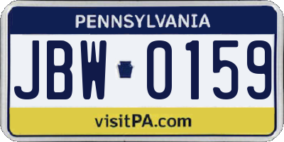 PA license plate JBW0159