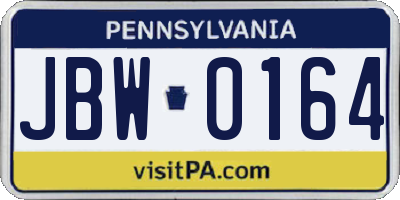 PA license plate JBW0164