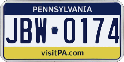 PA license plate JBW0174