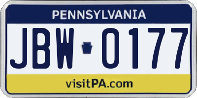 PA license plate JBW0177