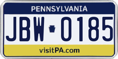 PA license plate JBW0185