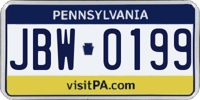 PA license plate JBW0199
