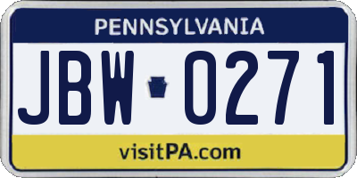 PA license plate JBW0271