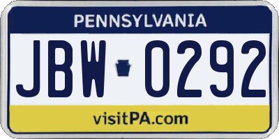 PA license plate JBW0292