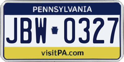 PA license plate JBW0327