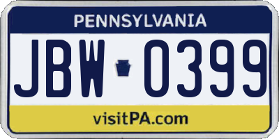 PA license plate JBW0399