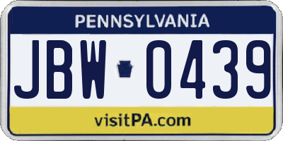 PA license plate JBW0439
