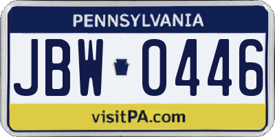 PA license plate JBW0446