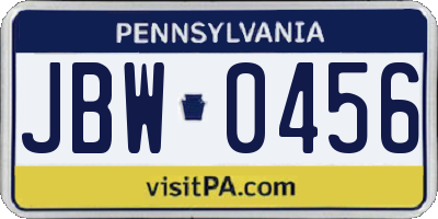 PA license plate JBW0456