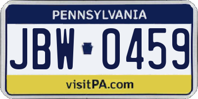 PA license plate JBW0459