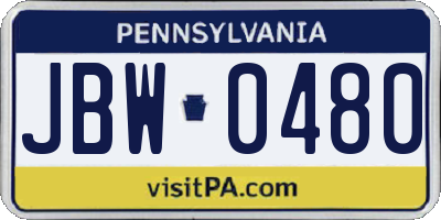PA license plate JBW0480