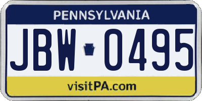 PA license plate JBW0495