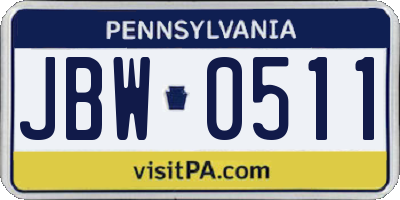 PA license plate JBW0511