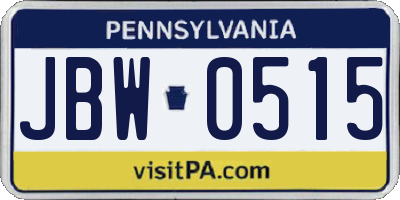 PA license plate JBW0515