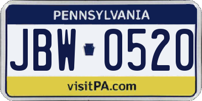 PA license plate JBW0520