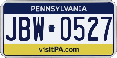 PA license plate JBW0527