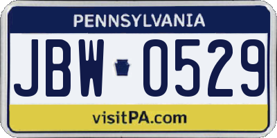 PA license plate JBW0529