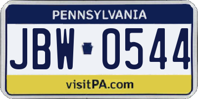 PA license plate JBW0544