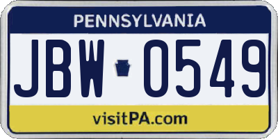 PA license plate JBW0549