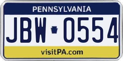 PA license plate JBW0554