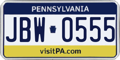 PA license plate JBW0555
